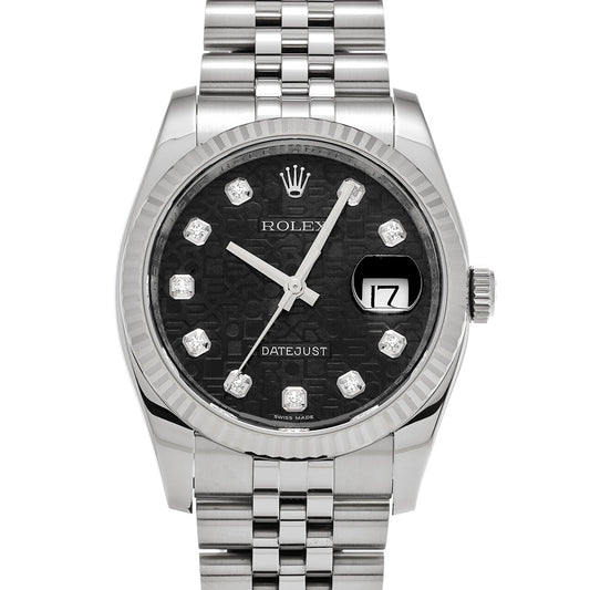 DATE JUST 116234G Random Serial Black Computer/Diamond ROLEX Men's [Pre-Owned].