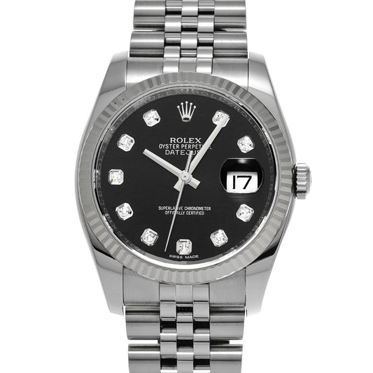 DATE JUST 116234G T (manufactured circa 1996) Black/Diamond ROLEX Men's [Pre-Owned].