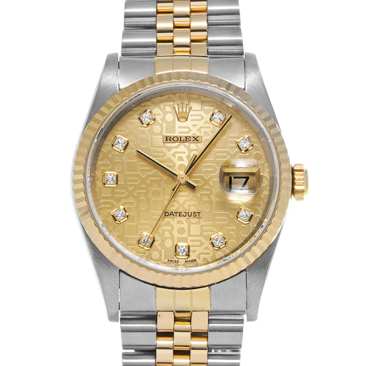 Datejust 16233G U (manufactured circa 1997) Champagne Computer/Diamond ROLEX Men's [Pre-Owned].