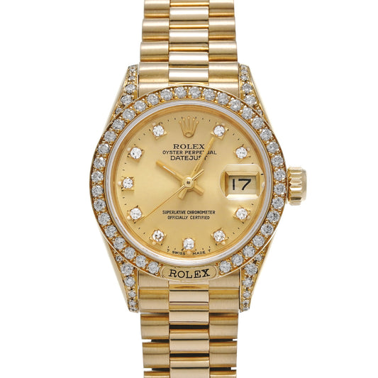 DATE JUST 69158G R (manufactured circa 1987) Champagne/Diamond ROLEX Ladies [Pre-Owned].