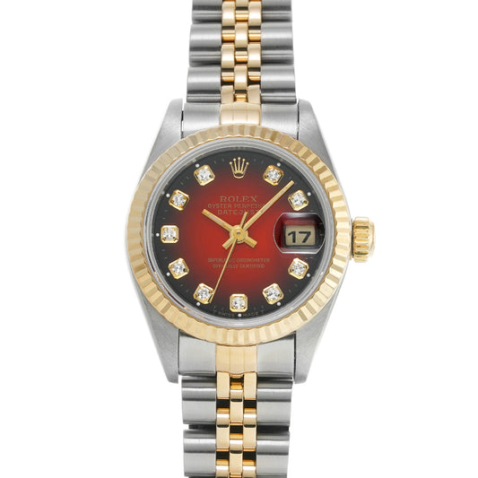 DATE JUST 69173G W (manufactured circa 1995) Cherry Gradation/Diamond ROLEX Ladies [Pre-Owned].