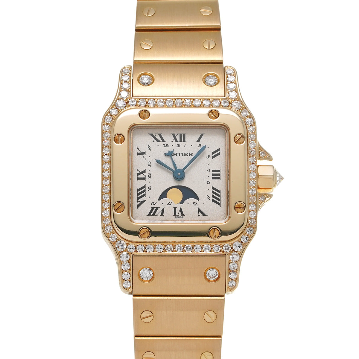 819903 Santos Garbe SM Moonphase Ivory CARTIER Ladies [Pre-owned].