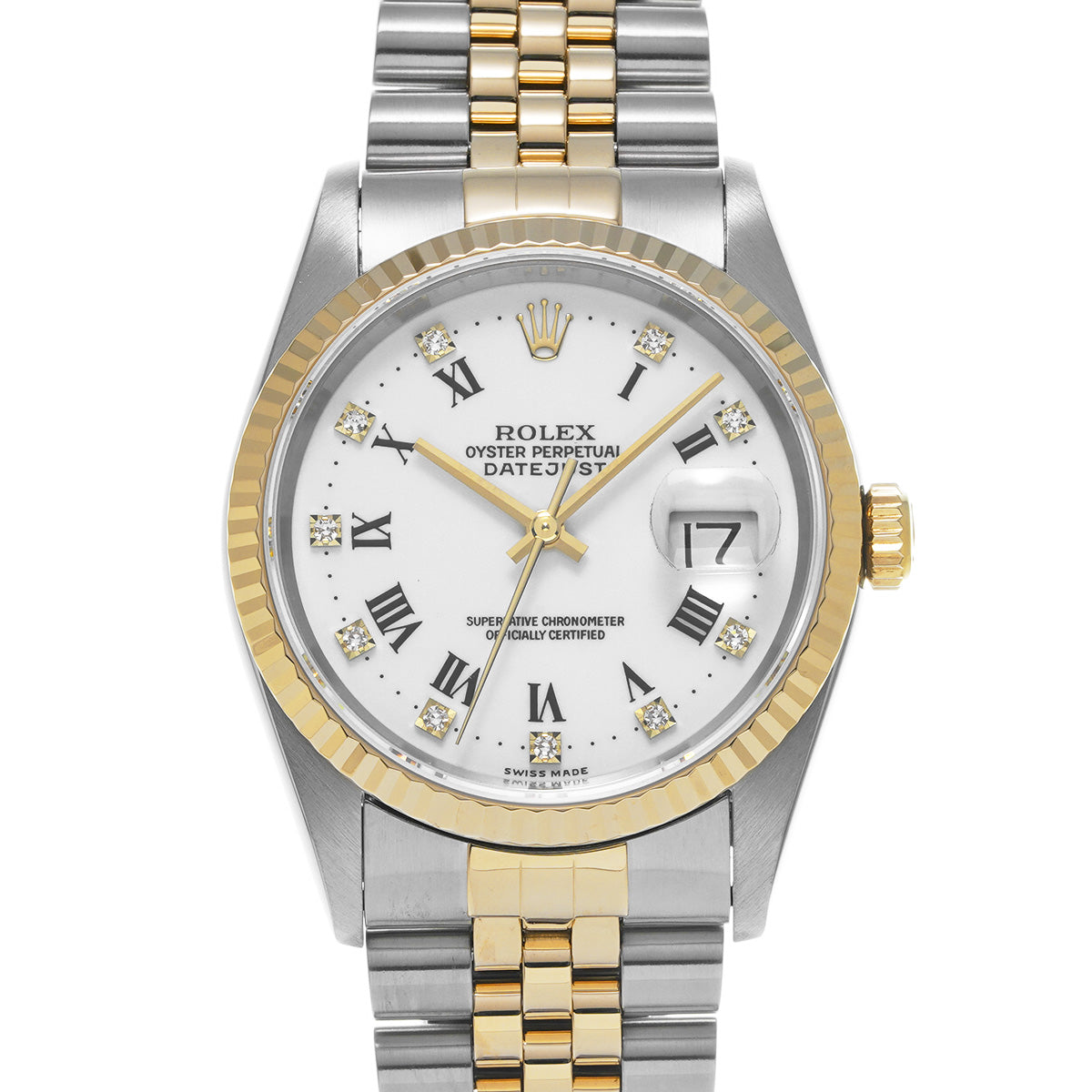 DATE JUST 16233G T (manufactured circa 1997) White/Diamond ROLEX Men's [Pre-Owned].