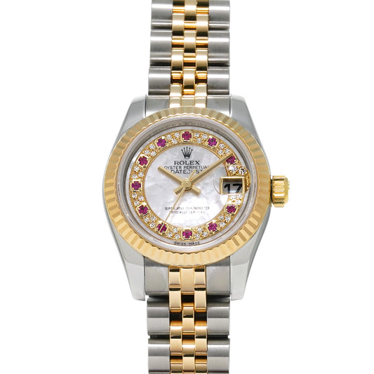 DATE JUST 179173 White MOP/Ruby/Diamond ROLEX Ladies [Pre-Owned].