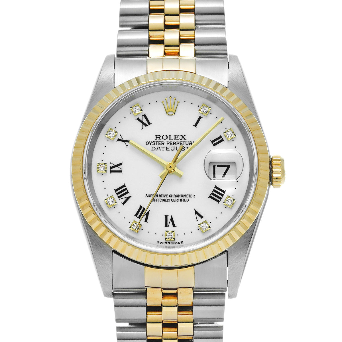 DATE JUST 16233G W (made around 1995) White/Diamond ROLEX Men's [Pre-Owned].