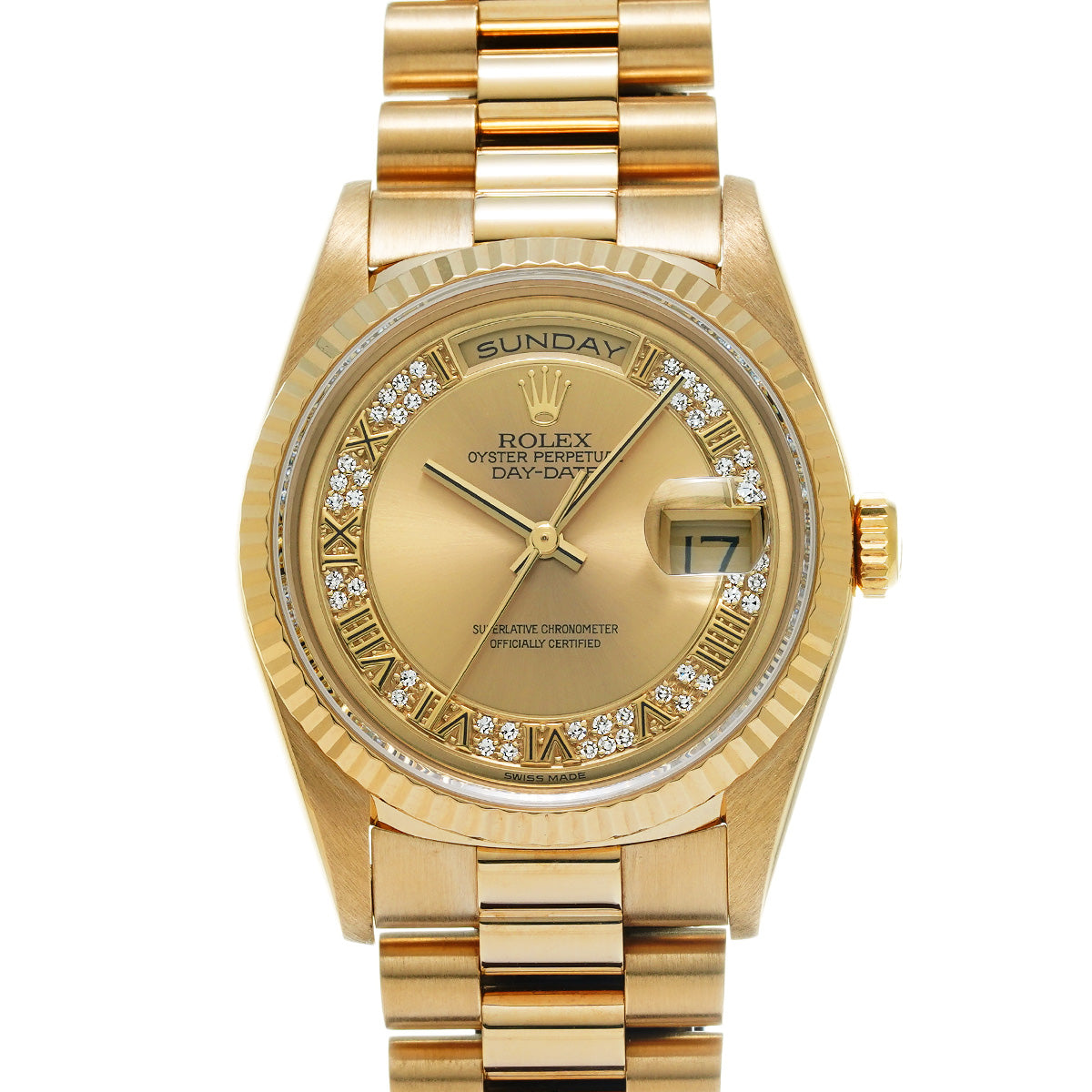 Day Date 18238 S (manufactured circa 1994) Champagne/Milliard Diamonds ROLEX Men's [Pre-Owned].