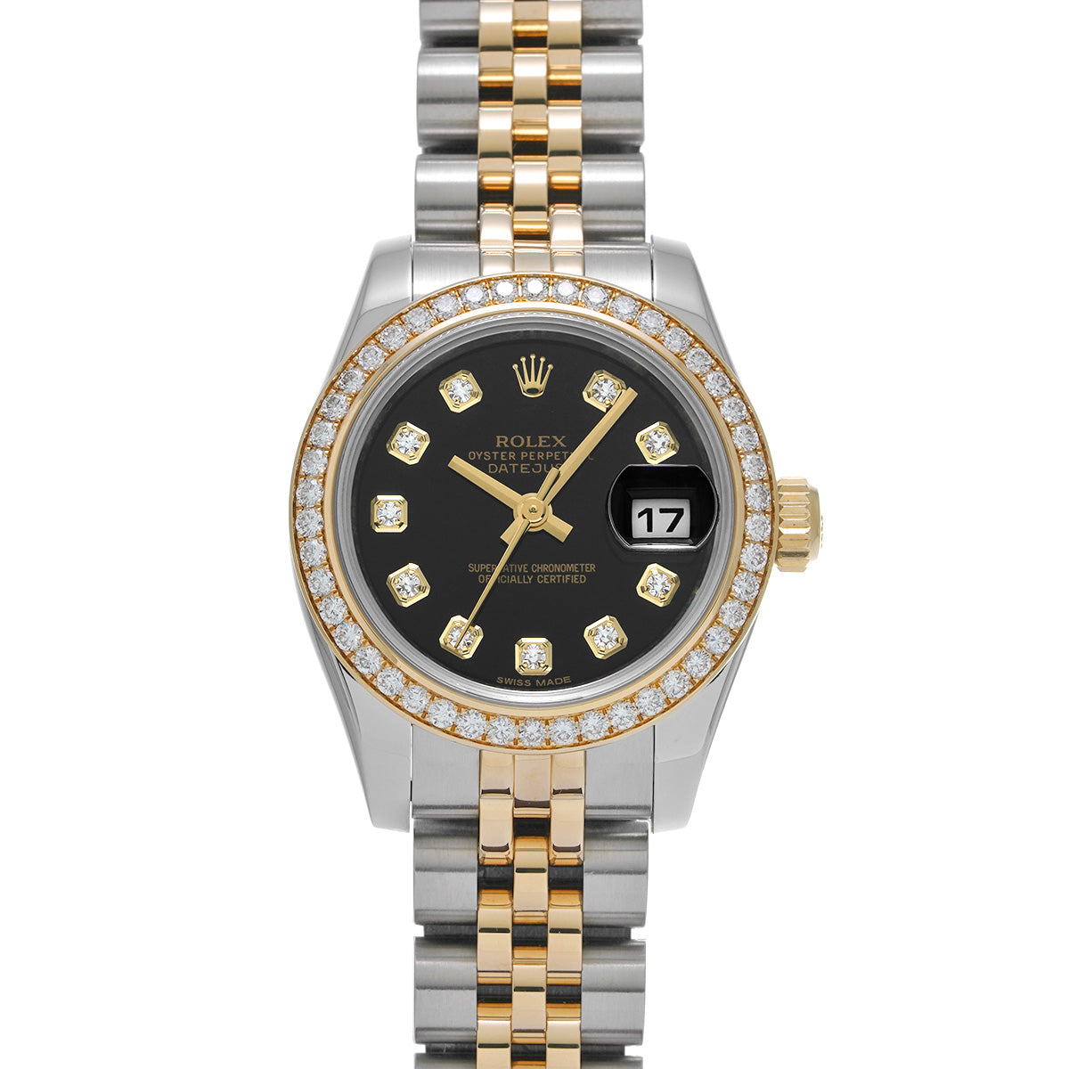 DATE JUST 179383G Random Serial Black/Diamond ROLEX Ladies [Pre-Owned].