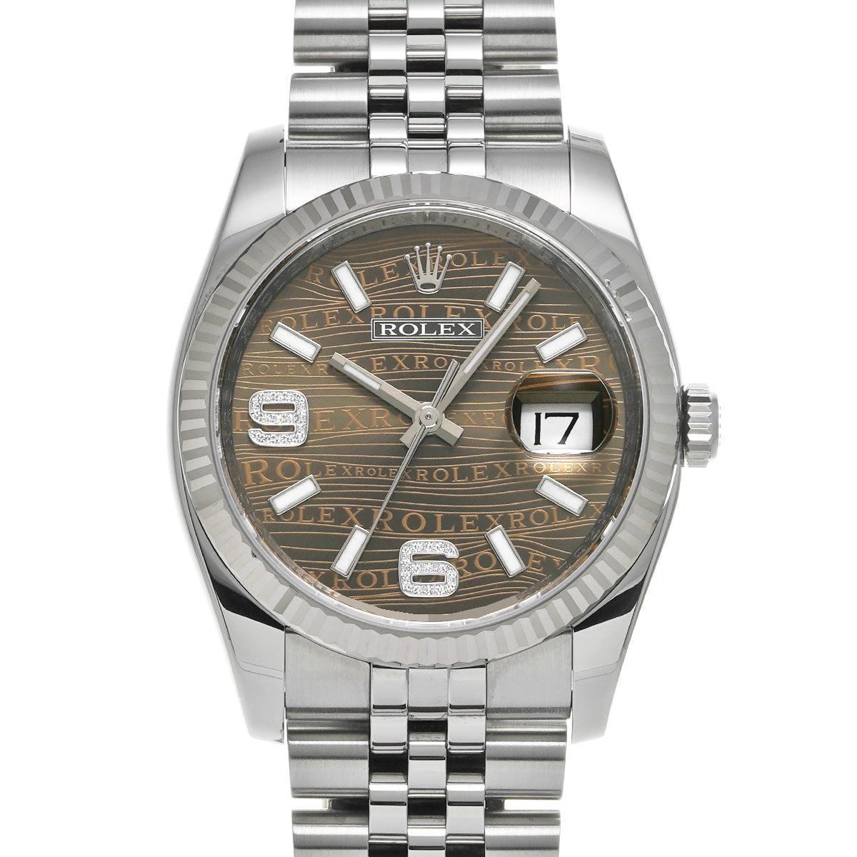 DATE JUST 116234 Random Serial Brown/Brown Wave/Diamond ROLEX Men's [Pre-Owned].