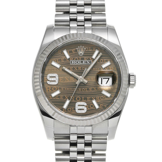 DATE JUST 116234 Random Serial Brown/Brown Wave/Diamond ROLEX Men's [Pre-Owned].