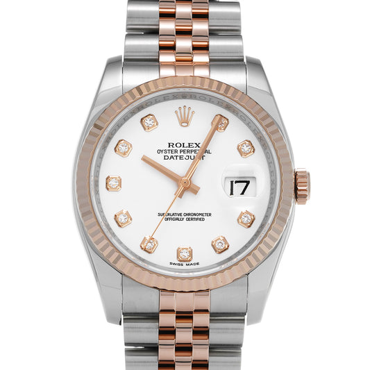 DATE JUST 116231G White/Diamond ROLEX Men's [Pre-Owned].