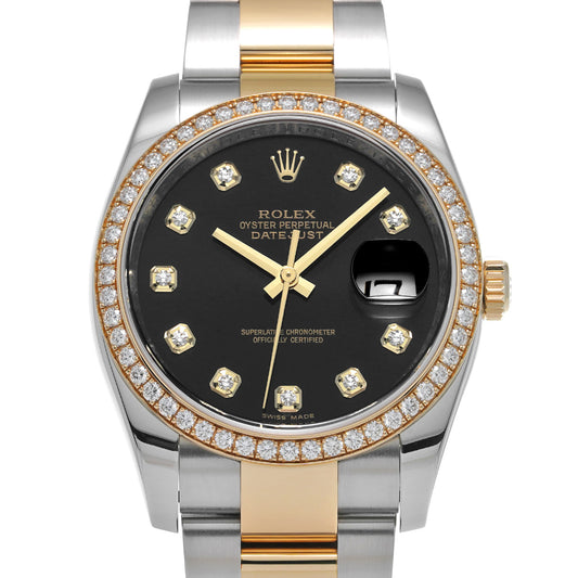 DATE JUST 116243G V (made around 2010) Black/Diamond ROLEX Men's [Pre-Owned].