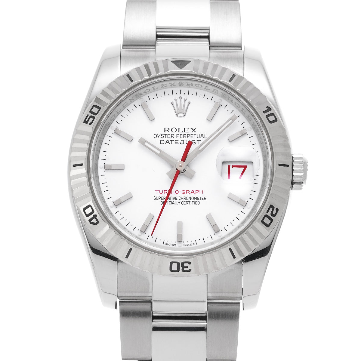 DATE JUST TURNOGRAPH 116264 F (manufactured circa 2000) White ROLEX Men's [Pre-Owned].