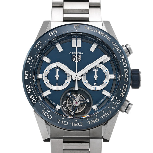 CARRERA Calibre Heuer 02T Chronograph Tourbillon CAR5A8C.BF0707 Blue TAG HEUER Men's [Pre-Owned].
