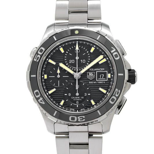 Aquaracer Calibre 16 Chronograph CAK2111.BA0833 Black TAG HEUER Men's [Pre-Owned]