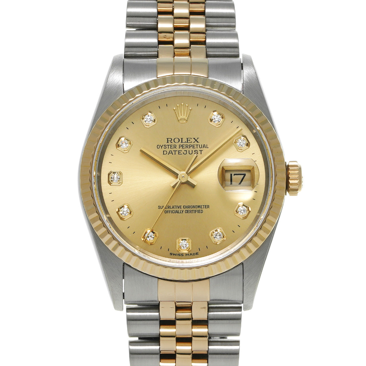 Datejust 16233G W (made around 1994) Champagne/Diamond ROLEX Men's [Pre-Owned].