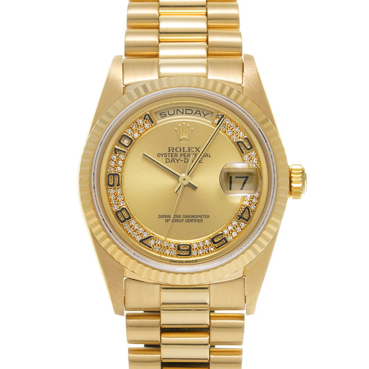 Day Date 18238 E (manufactured circa 1990) Champagne/Milliard Diamonds ROLEX Men's [Pre-Owned].