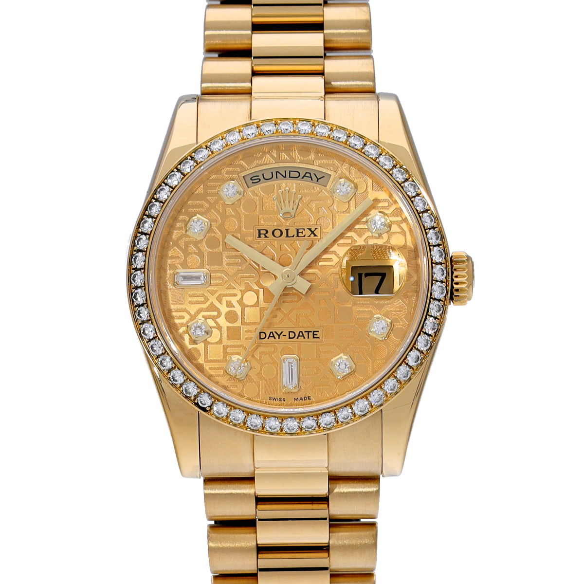 118348A Day Date V (manufactured circa 2009) Champagne Computer/Diamond ROLEX Men's [Pre-Owned].