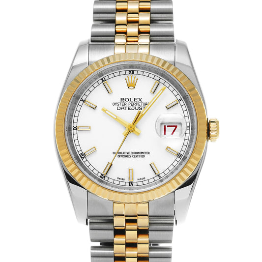 DATE JUST 116233 V (manufactured circa 2009) White ROLEX Men's [Pre-Owned].