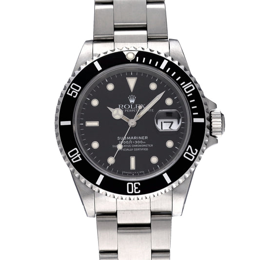 Submariner Date 16610 W (manufactured circa 1996) Black ROLEX Men's [Pre-Owned].