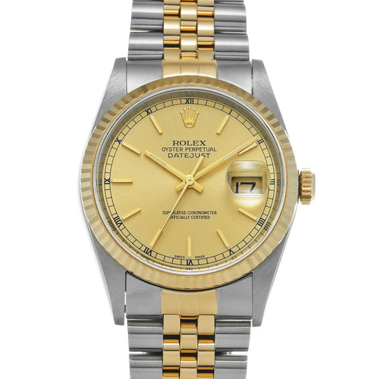 Datejust 16233 P (manufactured circa 2000) Champagne ROLEX Men's [Pre-Owned].