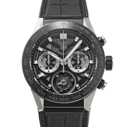 CARRERA Calibre Heuer 02T Chronograph Tourbillon CAR5A8Y.FC6377 Black TAG HEUER Men's [Pre-Owned].