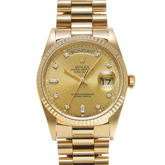 Day Date 18238A S (manufactured circa 1993) Champagne/Diamond ROLEX Men's [Pre-Owned].