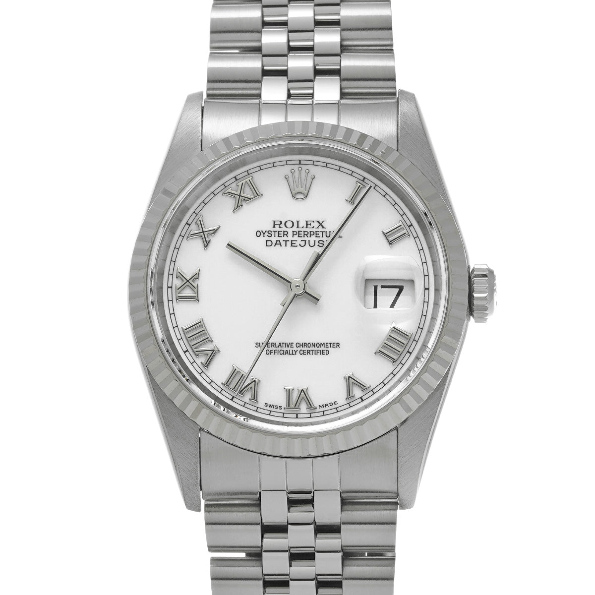 DATE JUST 16234 T (manufactured circa 1997) White ROLEX Men's [Pre-Owned].