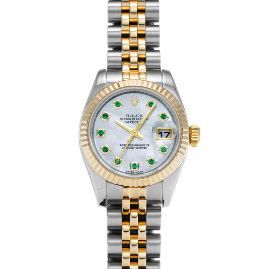 DATE JUST 179173NGE Z (manufactured around 2007) White MOP/Emerald ROLEX Ladies [Pre-Owned].