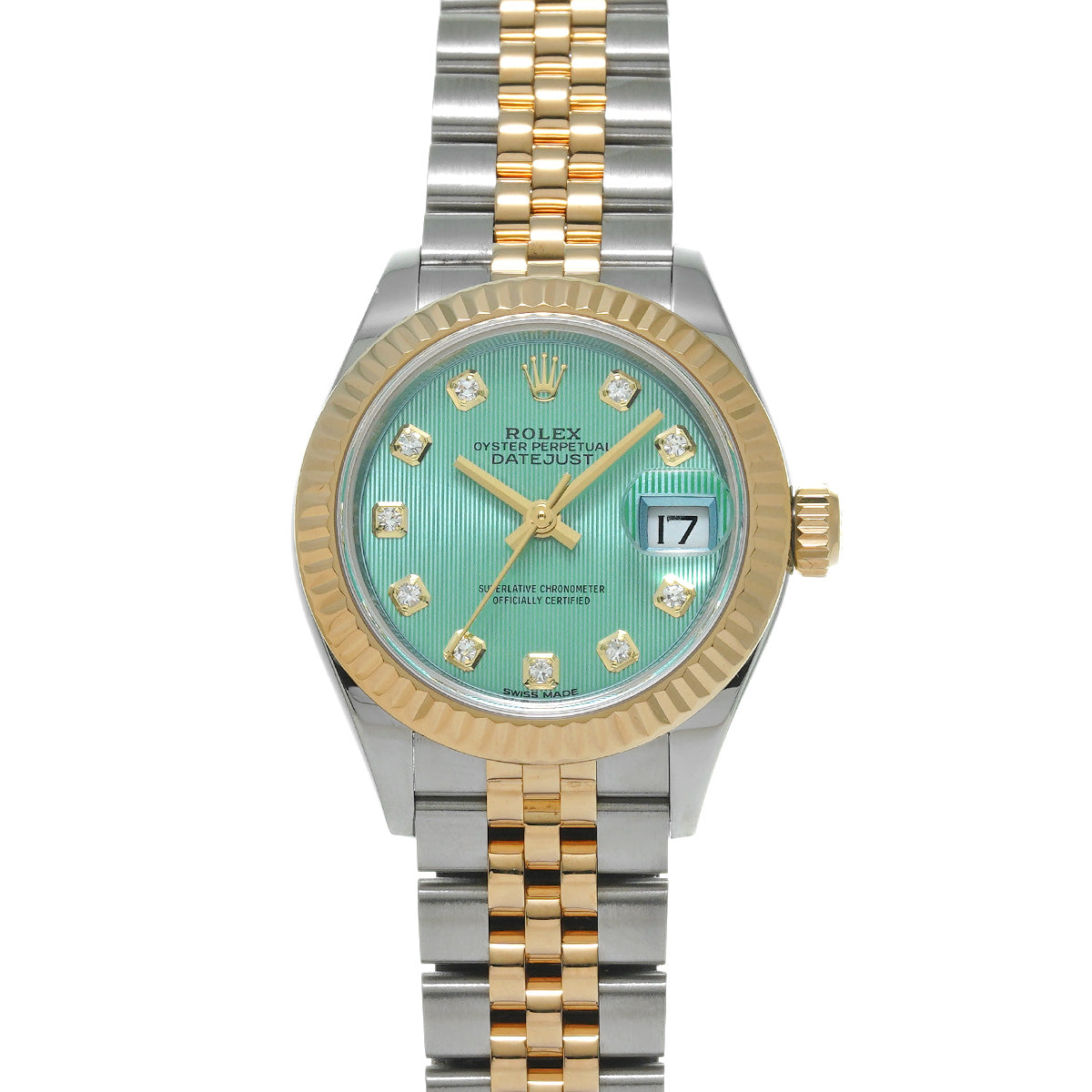 Lady Datejust 28 279173G Random Serial Mint Green Tapestry/Diamond ROLEX Ladies [Pre-Owned].