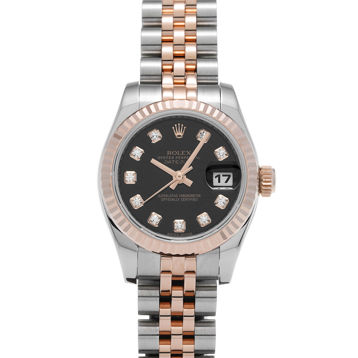DATE JUST 179171G Black/Diamond ROLEX Ladies [Pre-Owned].