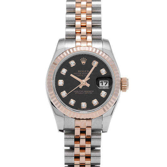 DATE JUST 179171G Black/Diamond ROLEX Ladies [Pre-Owned].