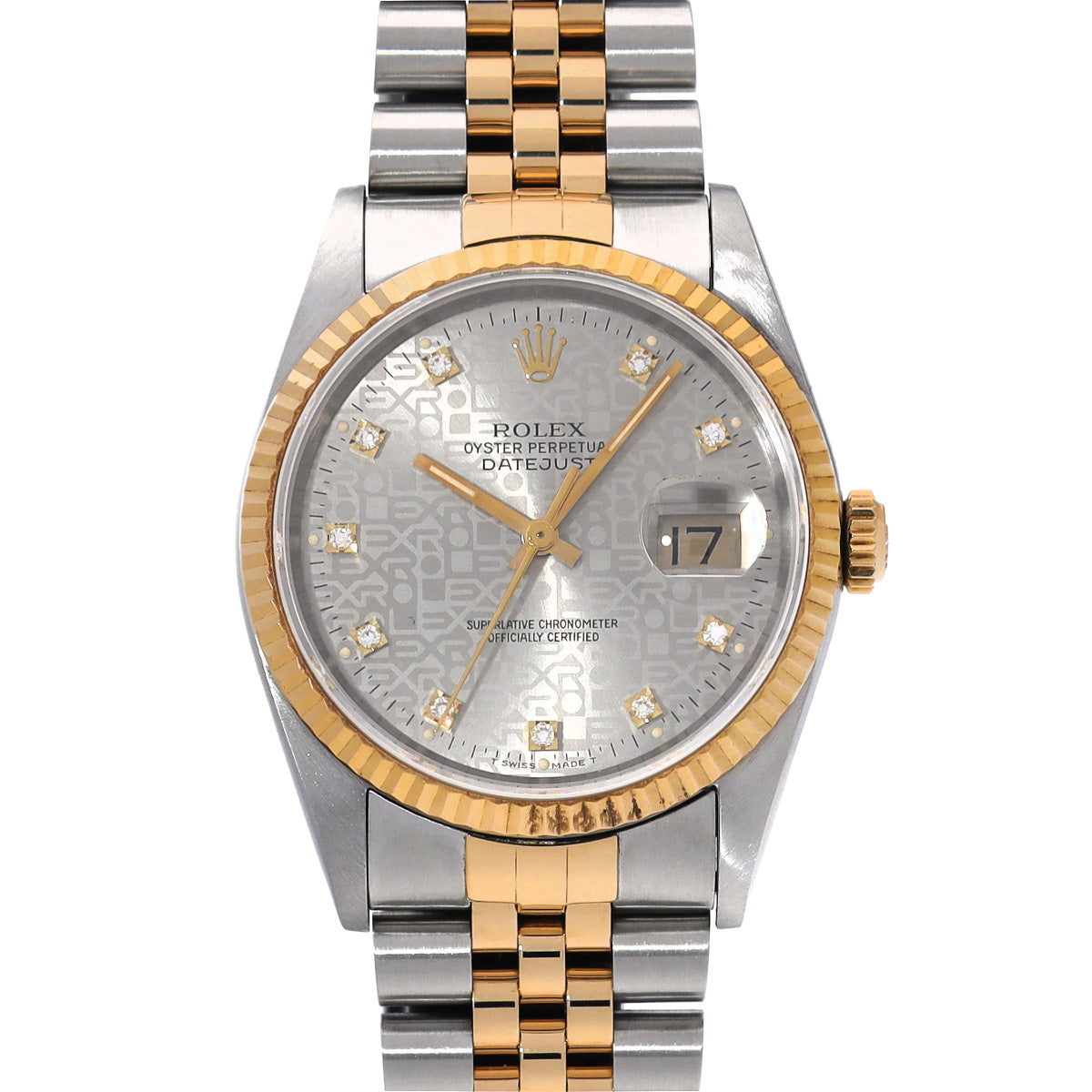 DATE JUST 16233G X (manufactured circa 1993) Gray Computer/Diamond ROLEX Men's [Pre-Owned].