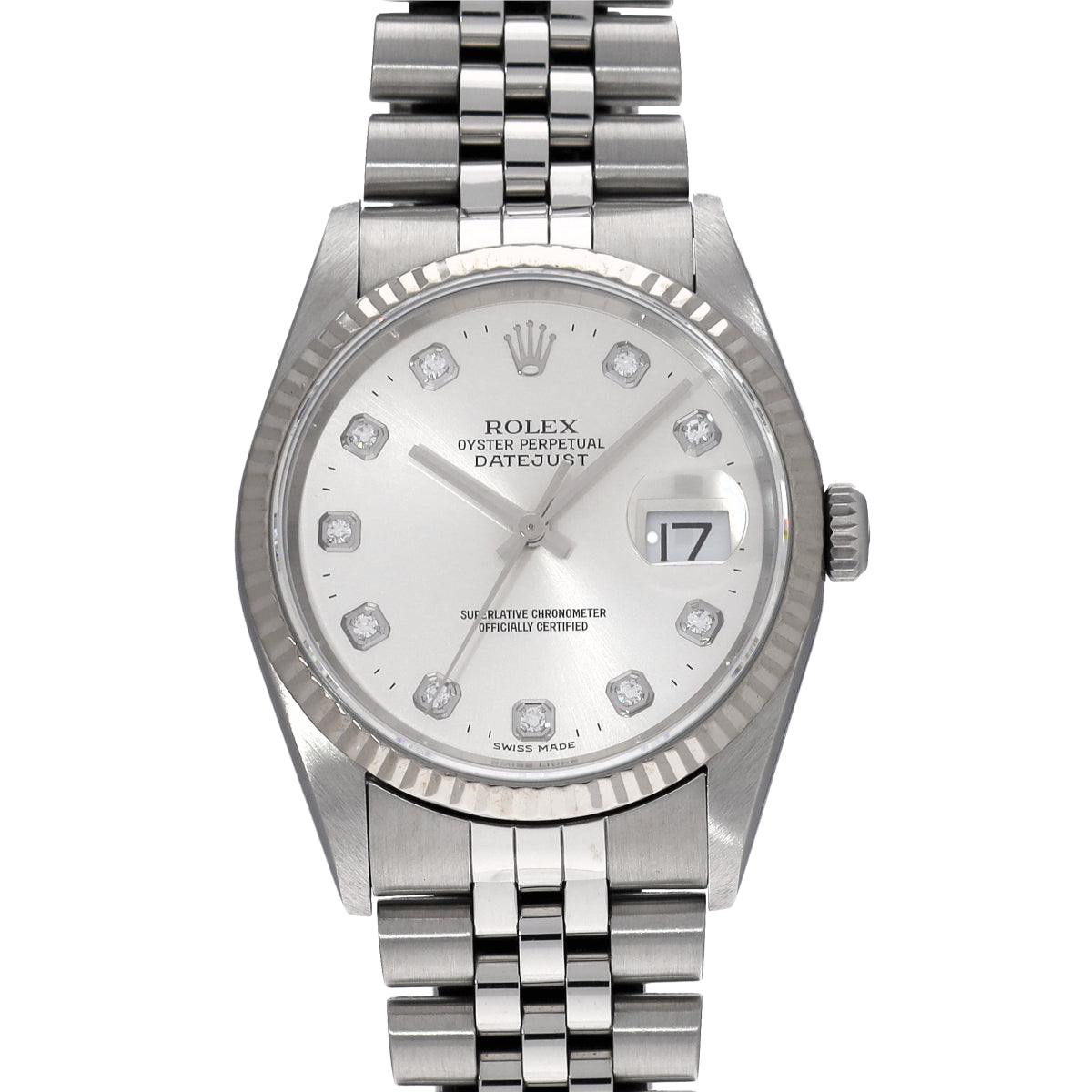 DATE JUST 16234G T (manufactured circa 1997) Silver/Diamond ROLEX Men's [Pre-Owned].