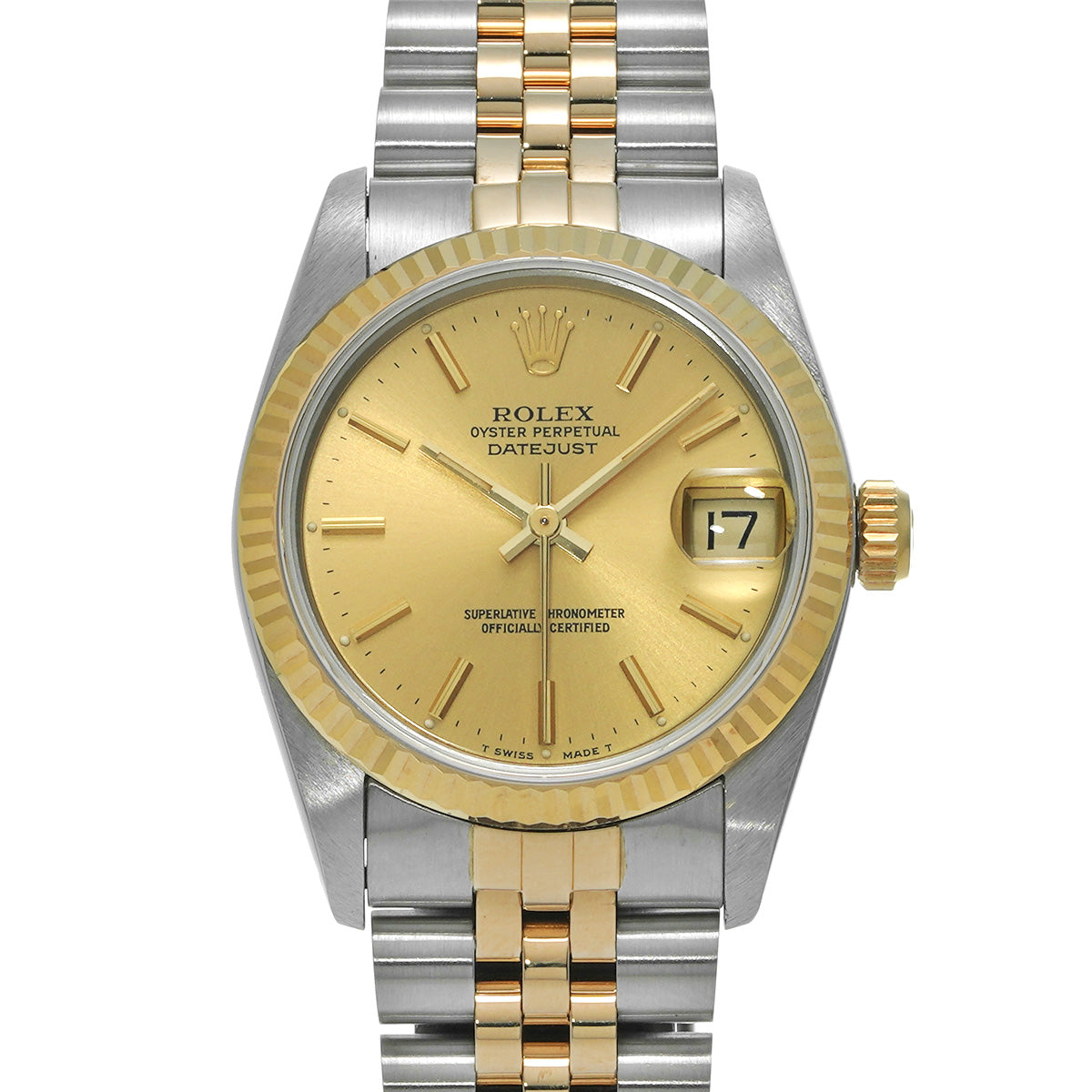 DATE JUST 31 68273 E (manufactured circa 1990) Champagne ROLEX Unisex [Pre-owned].