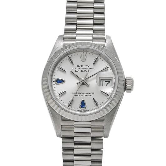 DATE JUST 69179 L (manufactured circa 1989) Silver/Sapphire ROLEX Ladies [Pre-Owned].