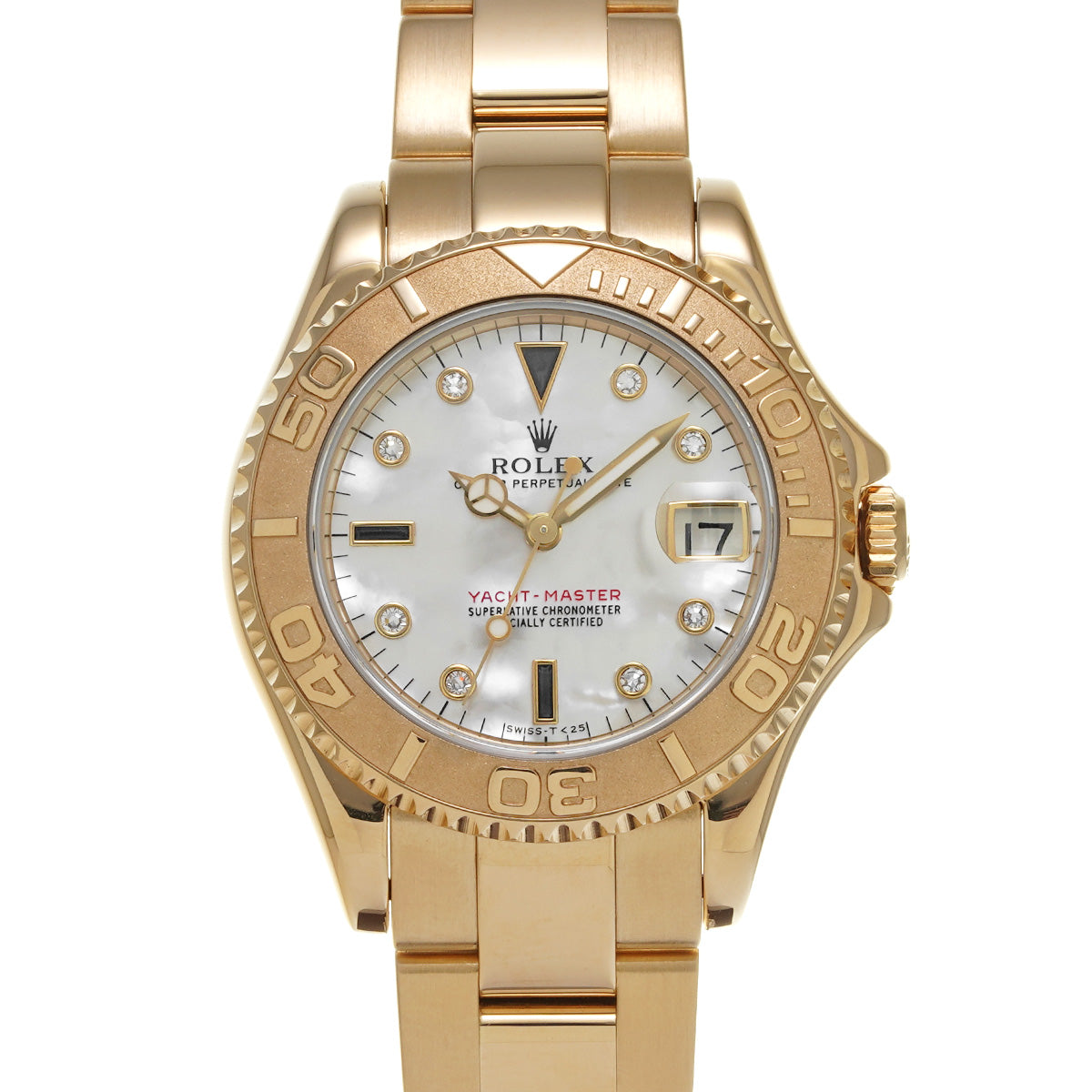 Yacht-Master 34 68628NGS W No. (manufactured circa 1995) White MOP/Diamond/Sapphire ROLEX Unisex [Pre-Owned].