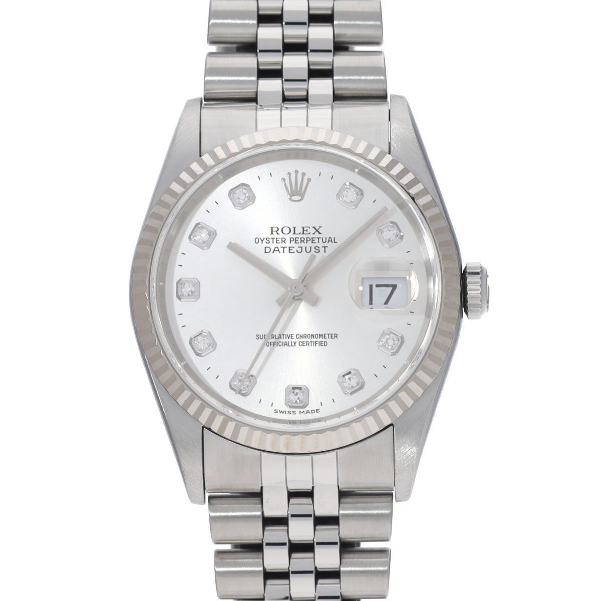 DATE JUST 16234G T (manufactured circa 1997) Silver/Diamond ROLEX Men's [Pre-Owned].