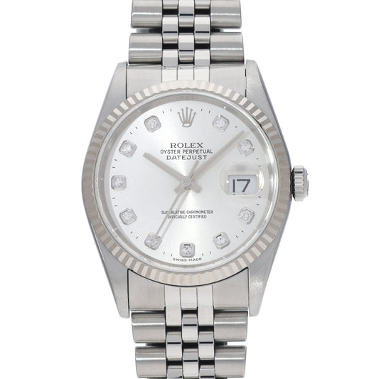 DATE JUST 16234G T (manufactured circa 1997) Silver/Diamond ROLEX Men's [Pre-Owned].