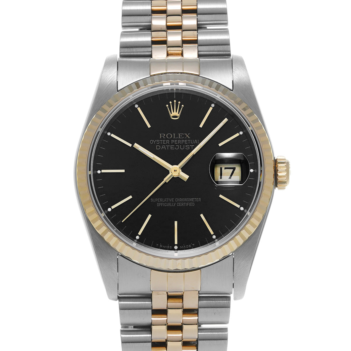 DATE JUST 16233 E (manufactured circa 1990) Black ROLEX Men's [Pre-Owned].