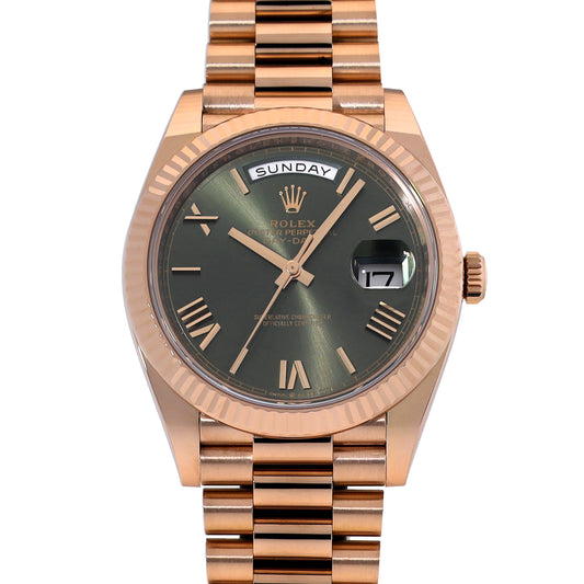 Day Date 40 228235 Random Serial Olive Green/Ever Rose Gold ROLEX Men's