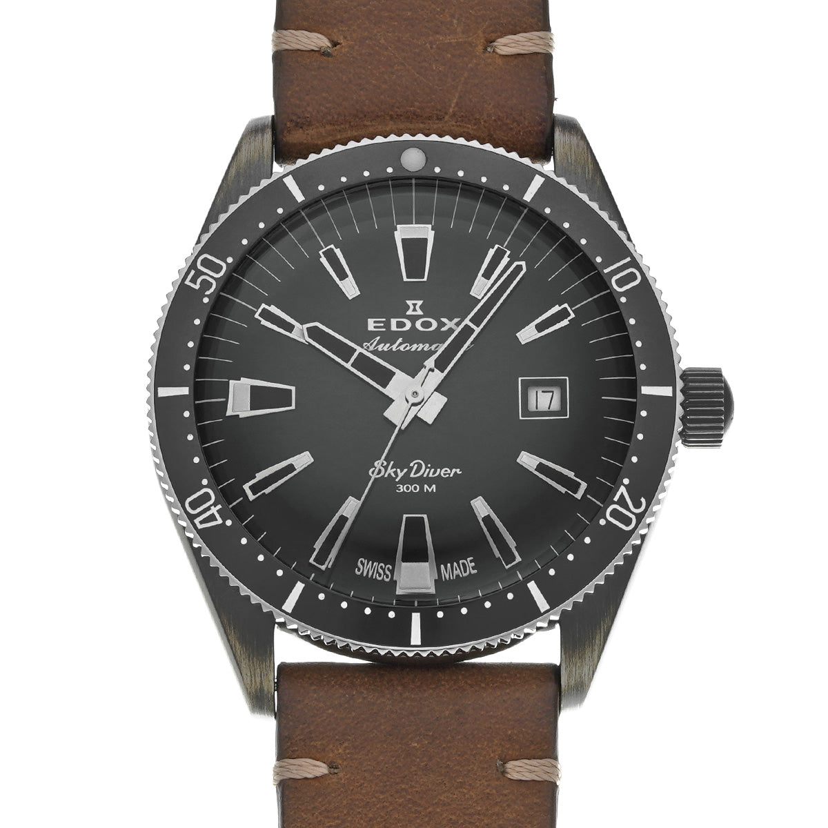 Skydiver Date Automatic Limited Edition 80126-3VIN-GDN Black EDOX Men's [Pre-Owned].