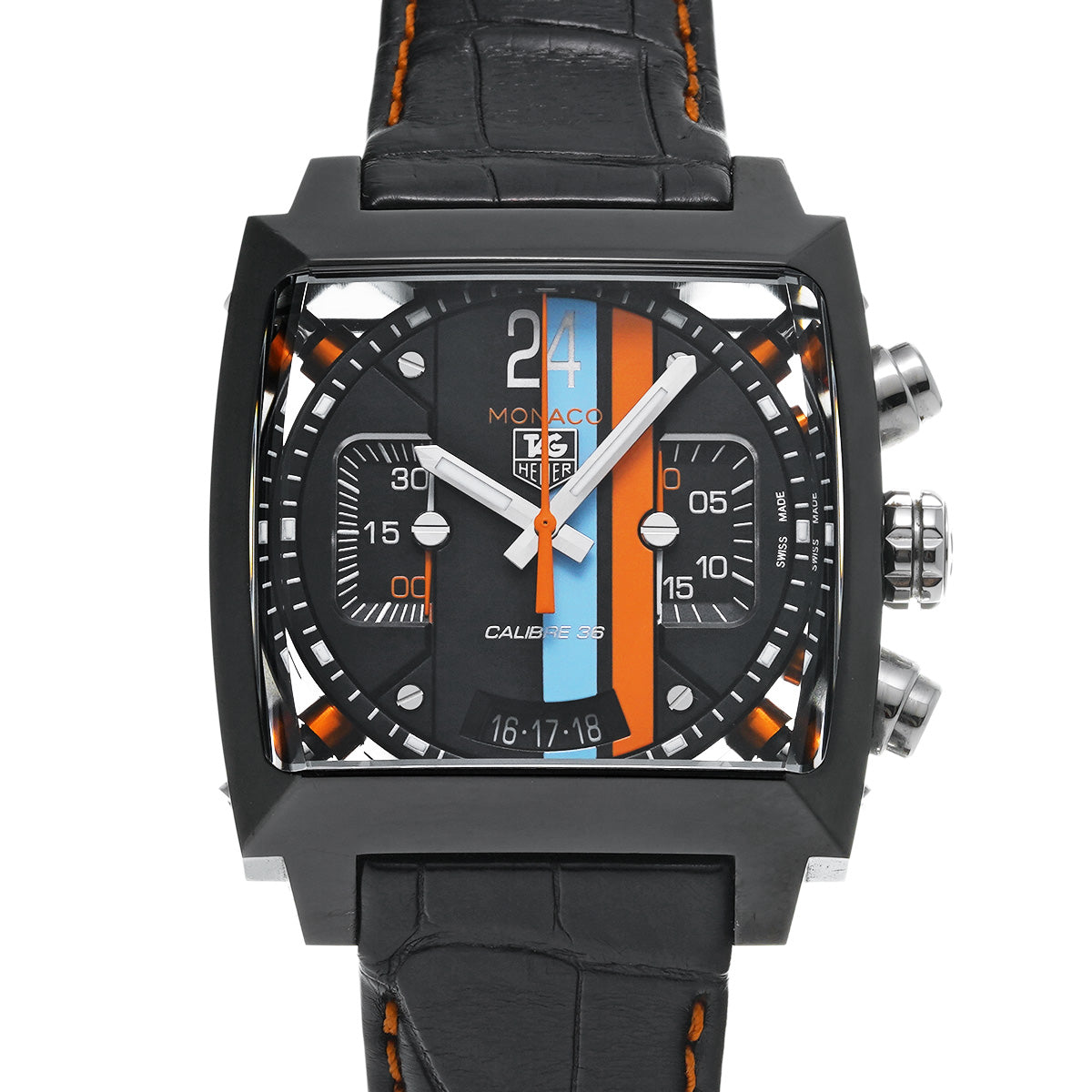 Monaco 24 Calibre 36 Chronograph Gulf CAL5110.FC6265 Black TAG HEUER Men's [Pre-Owned].