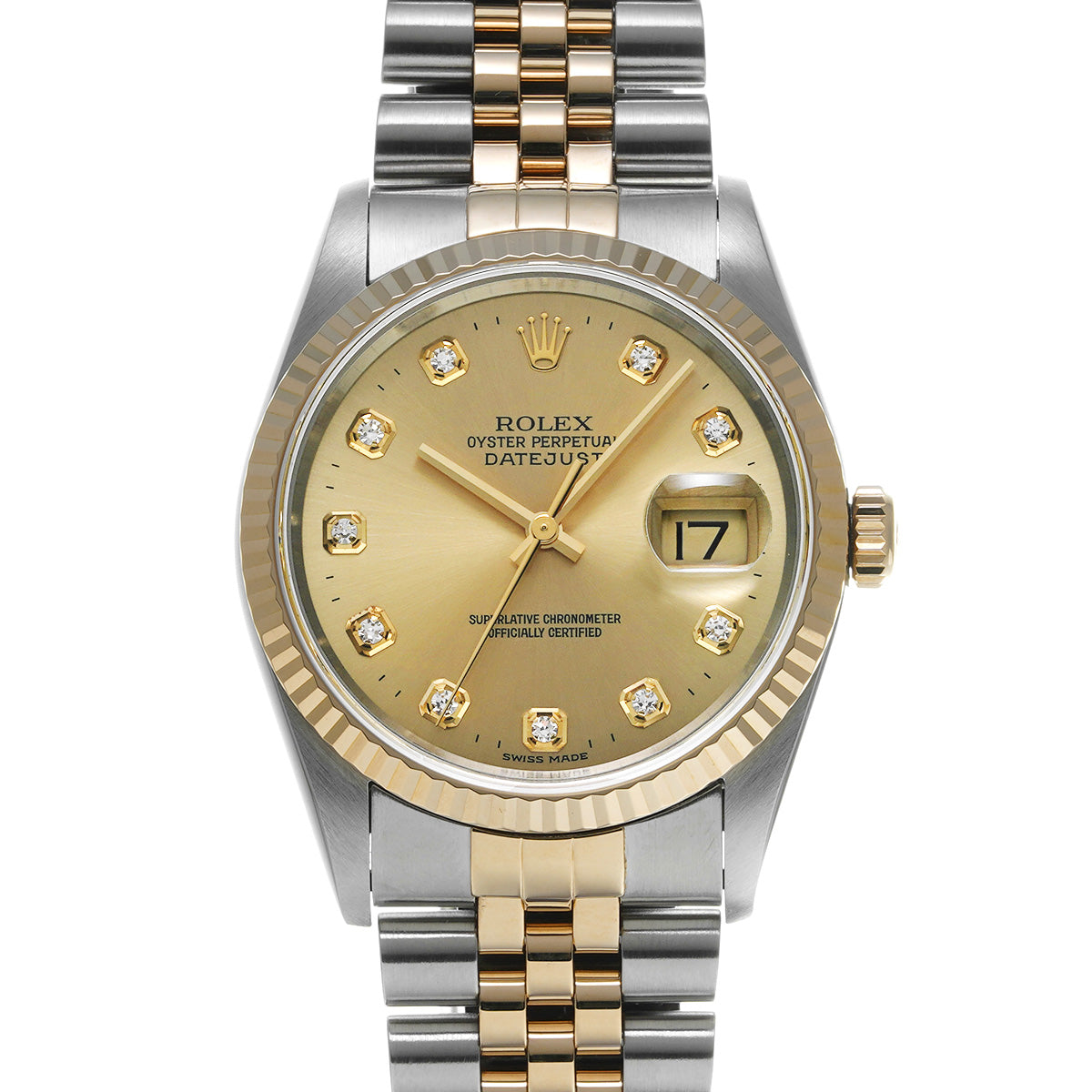 Datejust 16233G T (manufactured circa 1996) Champagne/Diamond ROLEX Men's [Pre-Owned].