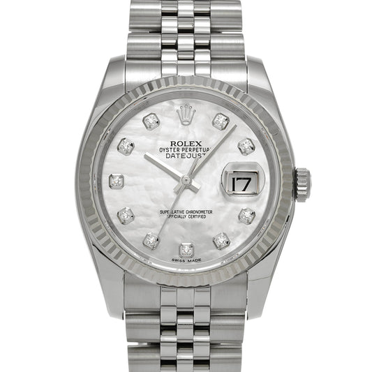 DATE JUST 116234NG Random Serial White MOP/Diamond ROLEX Men's [Pre-Owned].