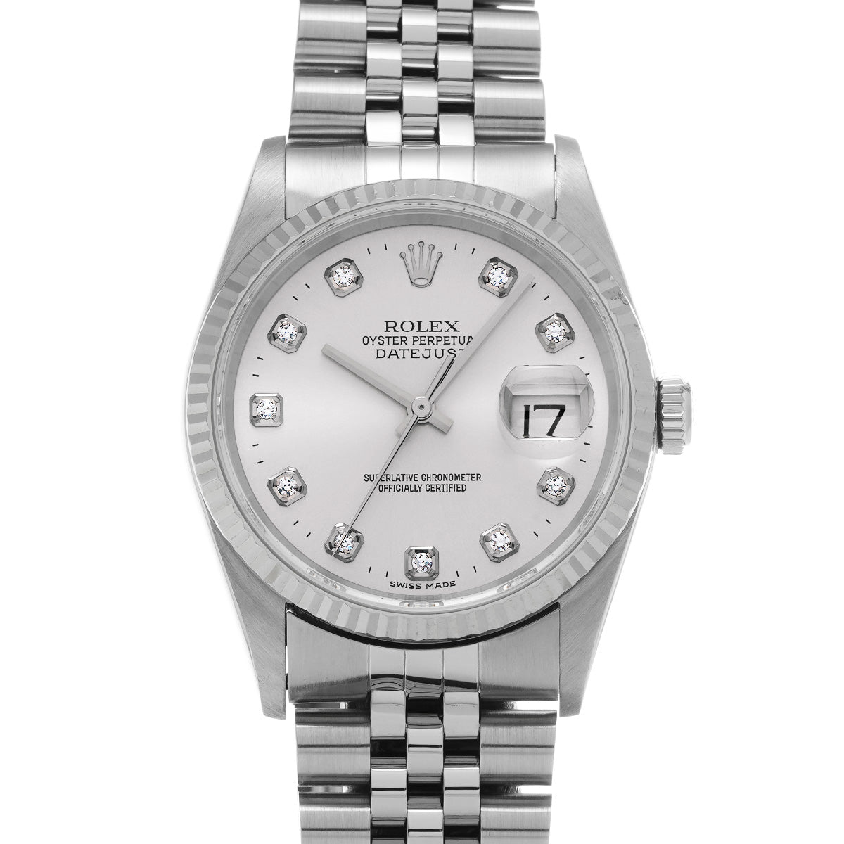 DATE JUST 16234G Y (manufactured circa 2003) Silver/Diamond ROLEX Men's [Pre-Owned].