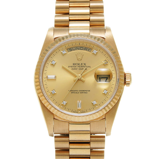 Day Date 36 18238A L (manufactured circa 1988) Champagne/Diamond ROLEX Men's [Pre-Owned].