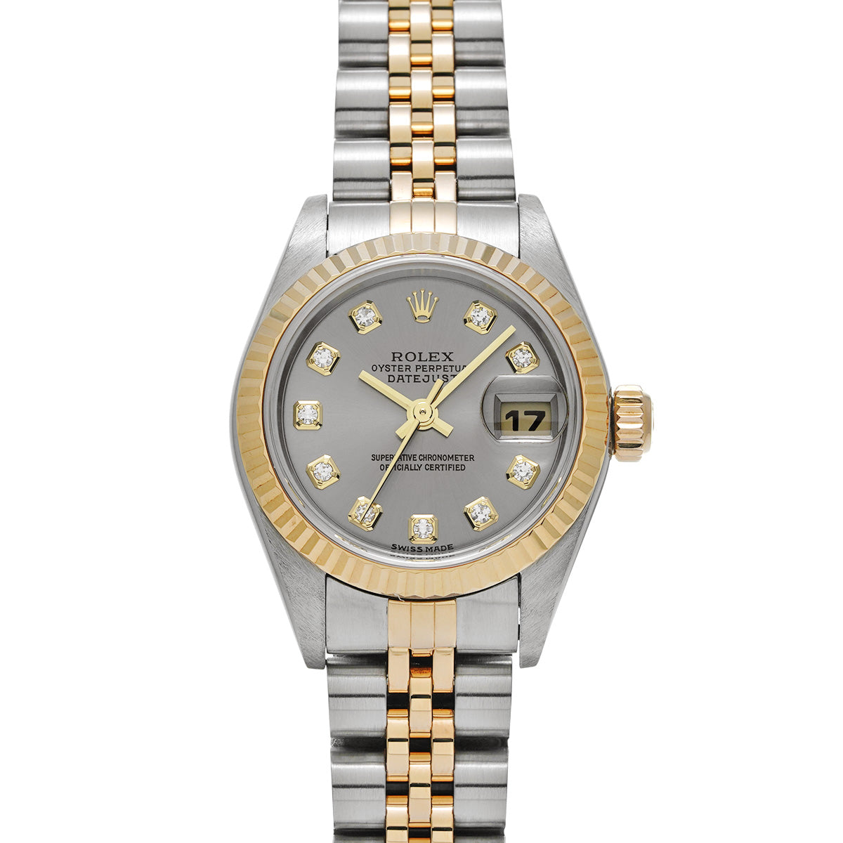 DATE JUST 79173G F (manufactured circa 2003) Gray/Diamond ROLEX Ladies [Pre-Owned].