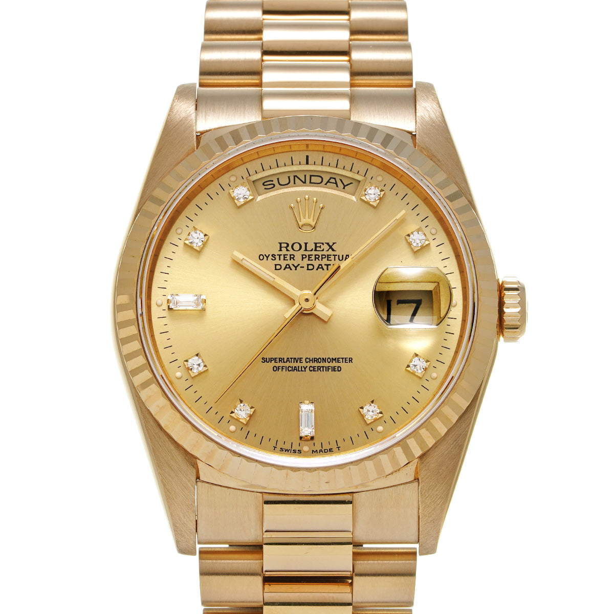 Day Date 18238A E (manufactured circa 1991) Champagne/Diamond ROLEX Men's [Pre-Owned].