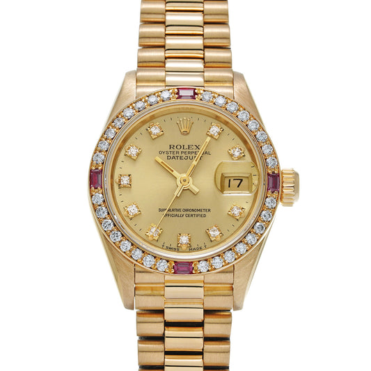 DATE JUST 69068G E (manufactured circa 1990) Champagne/Diamond ROLEX Ladies [Pre-Owned].