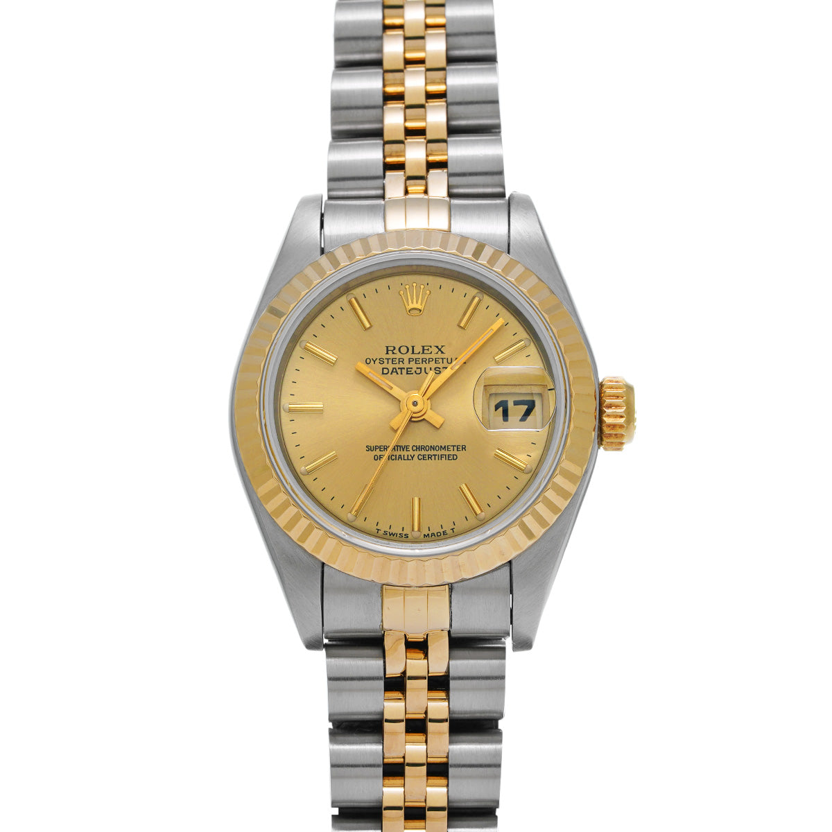 DATE JUST 69173 W (manufactured circa 1995) Champagne ROLEX Ladies [Pre-Owned].